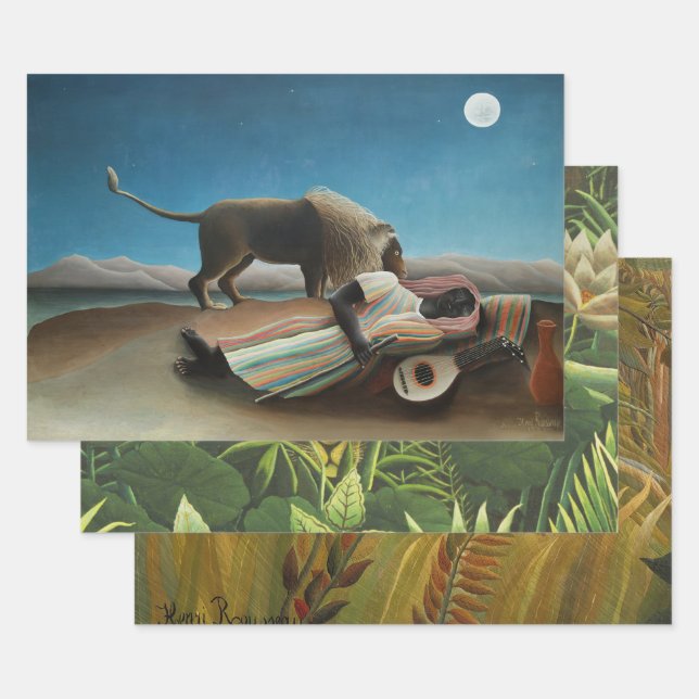 Henri Rousseau Sleeping Gypsy Lion Painting Wrapping Paper Sheets (Set)