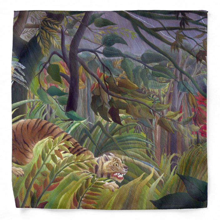 HENRI ROUSSEAU SURPRISED Tiger in the jungle art Bandana | Zazzle.com