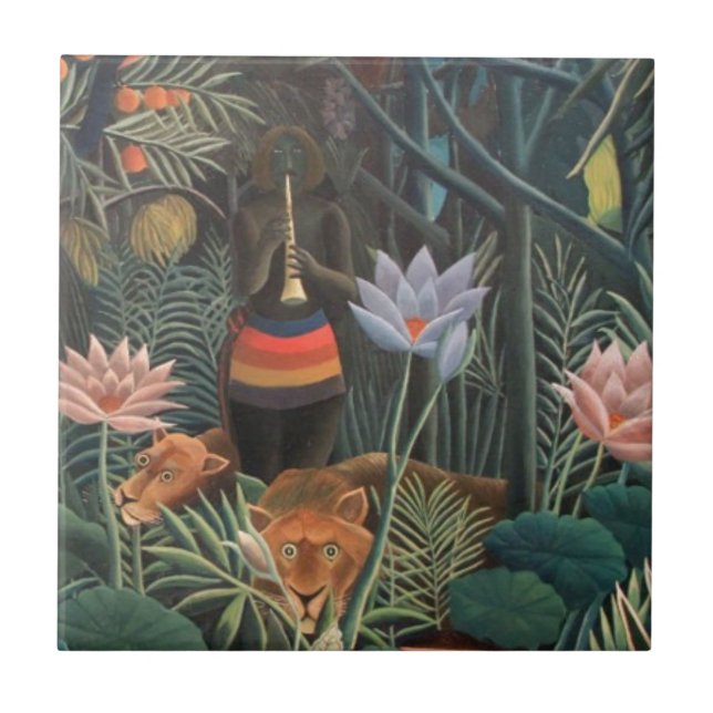 Henri Rousseau The Dream Jungle Flowers Naive Art Ceramic Tile (Front)