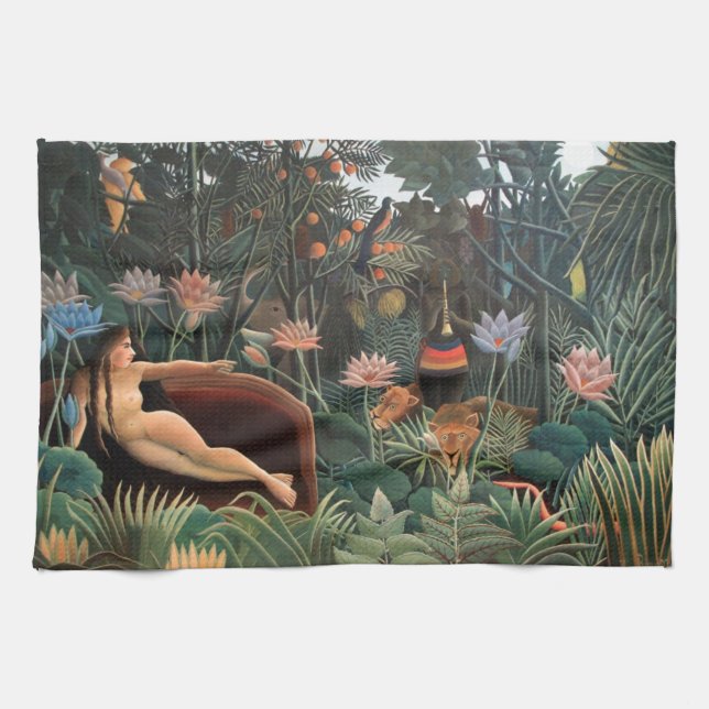 Henri Rousseau The Dream Jungle Flowers Naive Art Towel (Horizontal)