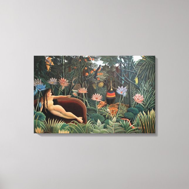 Henri Rousseau The Dream Jungle Flowers Painting Canvas Print (Front)