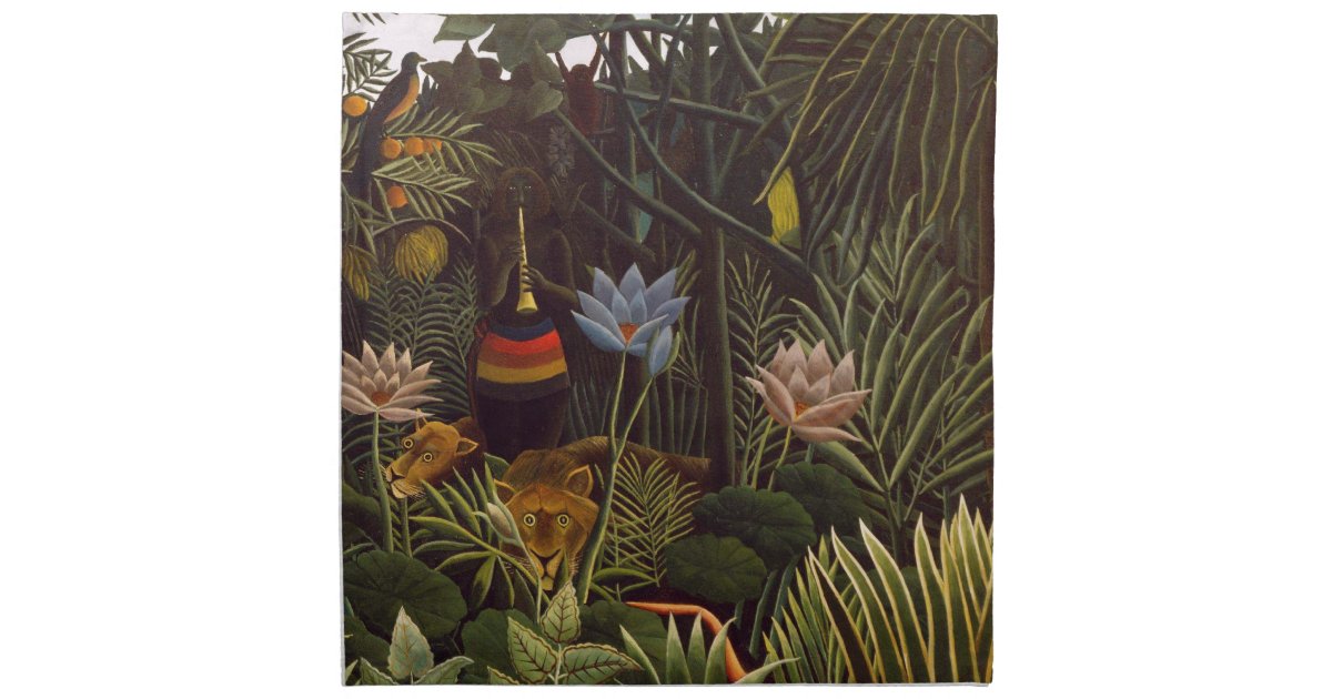 Henri Rousseau The Dream Jungle Flowers Painting Cloth Napkin