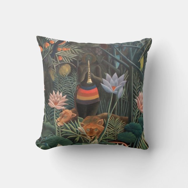Henri Rousseau The Dream Jungle Flowers Surrealism Throw Pillow (Front)
