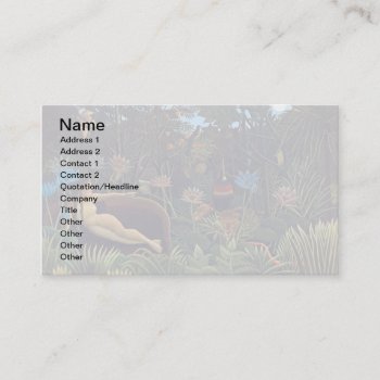 Henri Rousseau The Dream - Jungle Woman W Animals Business Card by ArtLoversCafe at Zazzle