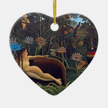 Henri Rousseau The Dream - Jungle Woman W Animals Ceramic Ornament by ArtLoversCafe at Zazzle