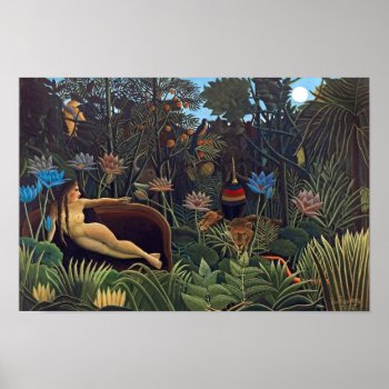 Henri Rousseau The Dream - Jungle Woman W Animals Poster by ArtLoversCafe at Zazzle