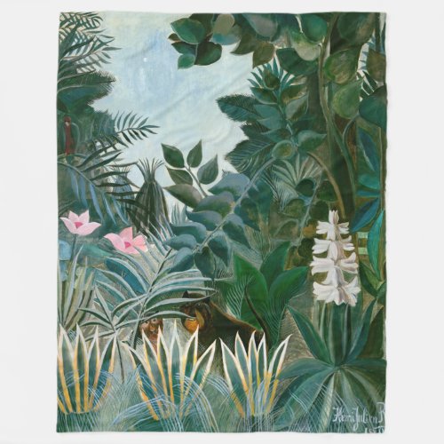 Henri Rousseau _ The Equatorial Jungle Fleece Blanket