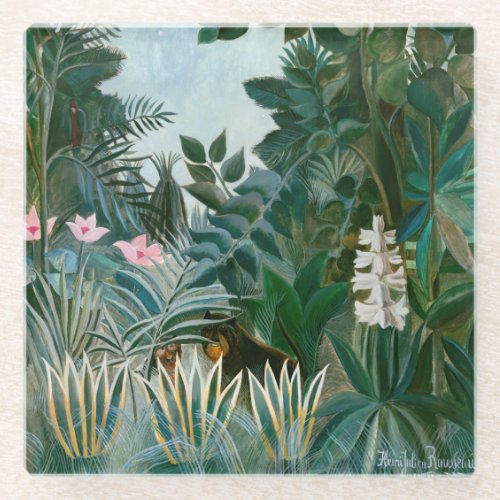 Henri Rousseau _ The Equatorial Jungle Glass Coaster