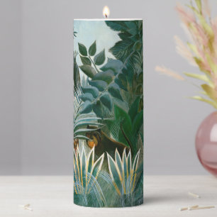 Henri Rousseau - The Equatorial Jungle Pillar Candle