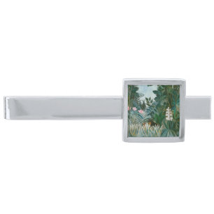 Henri Rousseau - The Equatorial Jungle Silver Finish Tie Bar