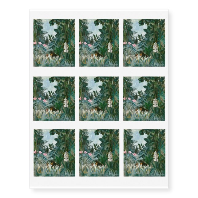 Henri Rousseau - The Equatorial Jungle Temporary Tattoos (Front)
