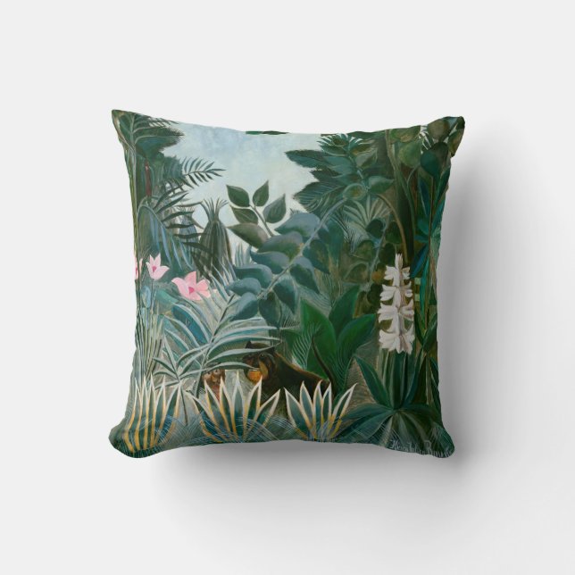 Henri Rousseau - The Equatorial Jungle Throw Pillow (Front)