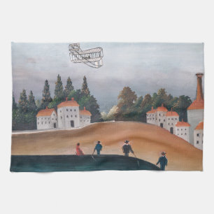 Henri Rousseau - The Fishermen and the Biplane Kitchen Towel