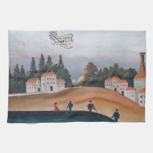 Henri Rousseau _ The Fishermen and the Biplane Kitchen Towel