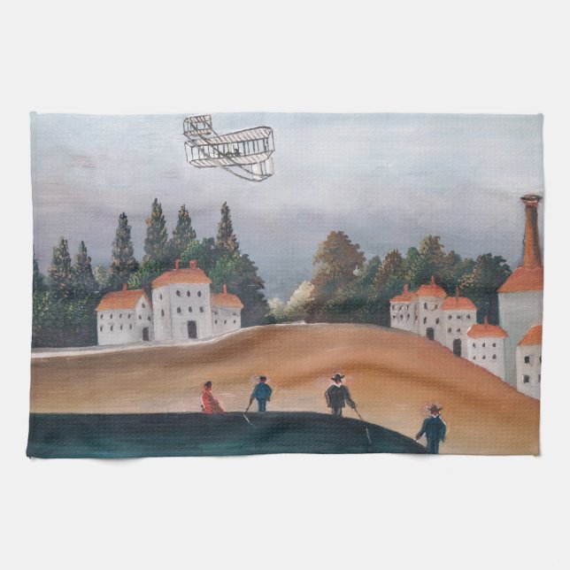 Henri Rousseau - The Fishermen and the Biplane Kitchen Towel (Horizontal)