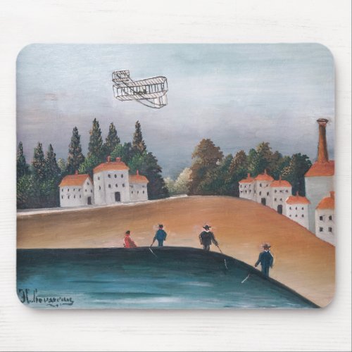 Henri Rousseau _ The Fishermen and the Biplane Mouse Pad