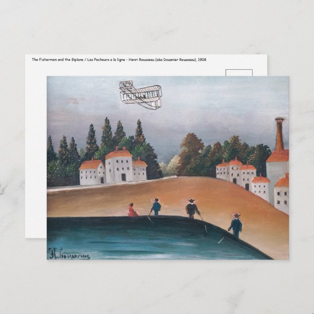 Henri Rousseau - The Fishermen and the Biplane Postcard (Front/Back)