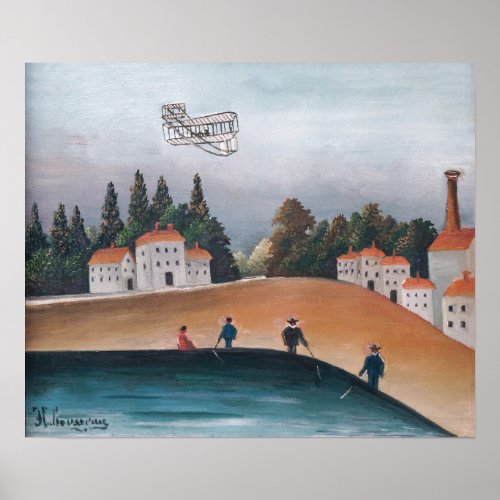 Henri Rousseau _ The Fishermen and the Biplane Poster