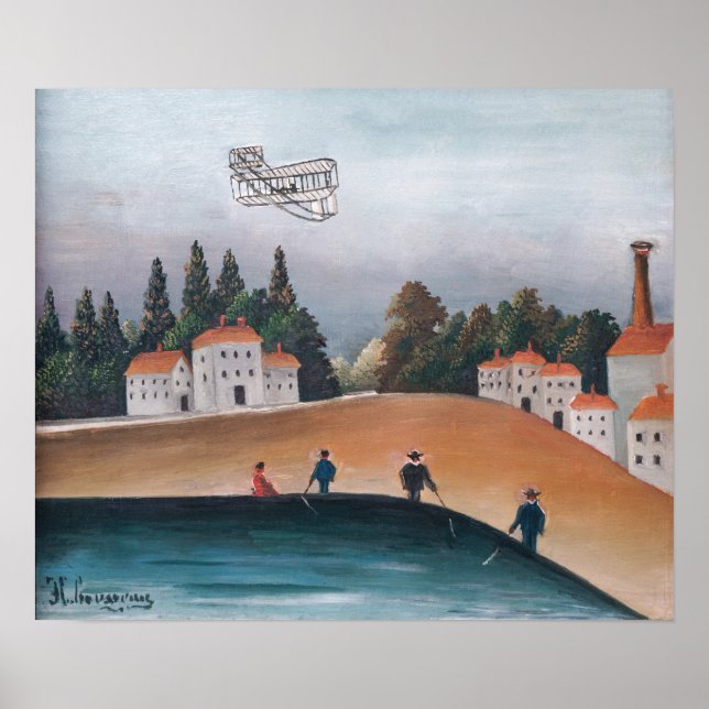 Henri Rousseau - The Fishermen and the Biplane Poster (Front)
