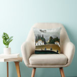 Henri Rousseau - The Fishermen and the Biplane Throw Pillow