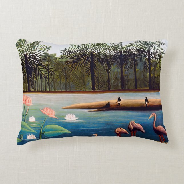 Henri Rousseau - The Flamingoes Accent Pillow (Front)