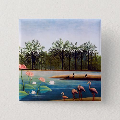 Henri Rousseau _ The Flamingoes Button