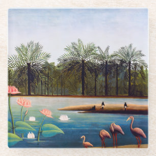 Henri Rousseau - The Flamingoes Glass Coaster