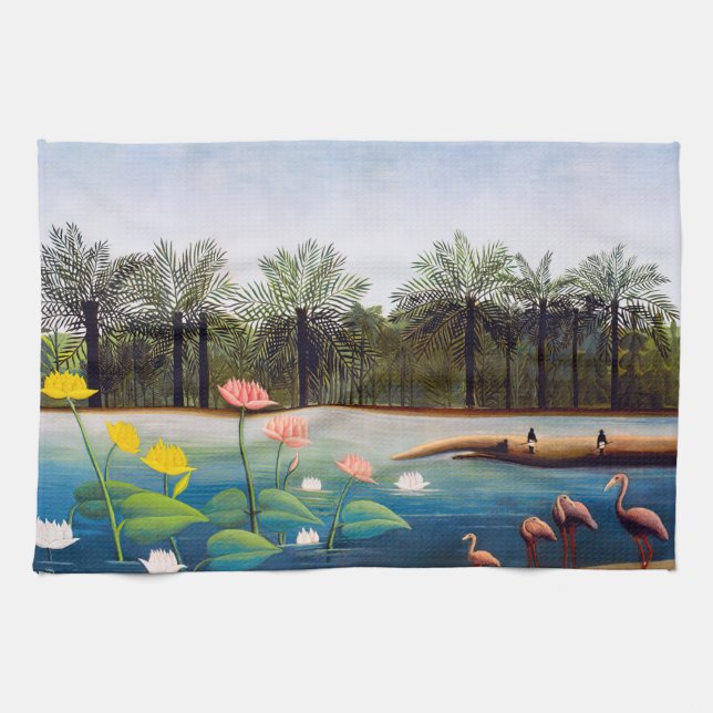 Henri Rousseau - The Flamingoes Kitchen Towel (Horizontal)