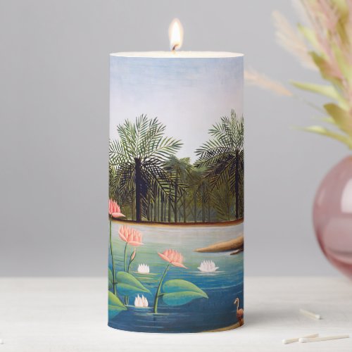 Henri Rousseau _ The Flamingoes Pillar Candle