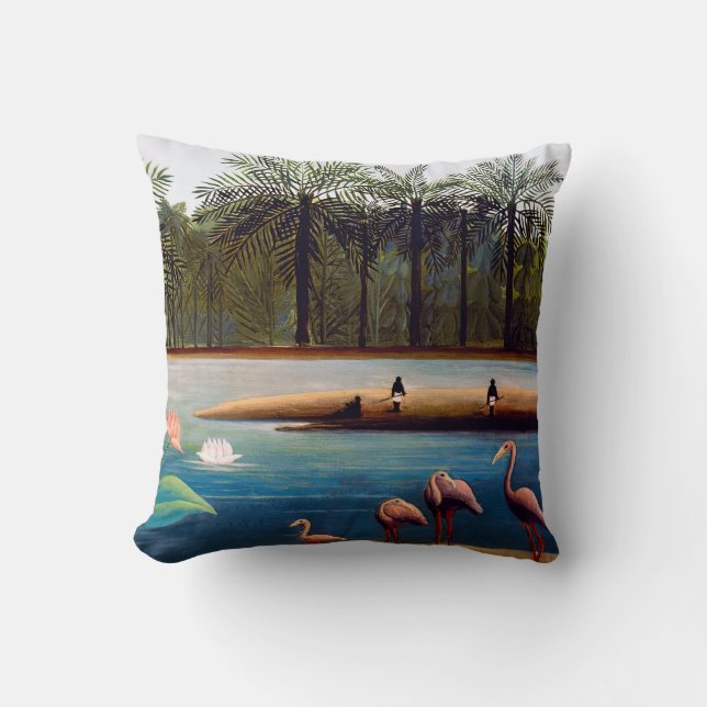 Henri Rousseau - The Flamingoes Throw Pillow (Front)
