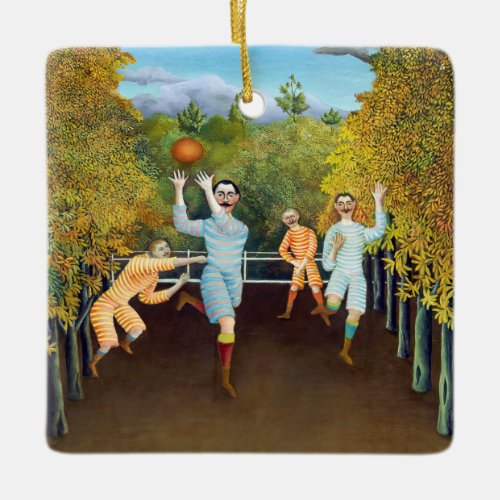 Henri Rousseau _ The Football Players Ceramic Ornament