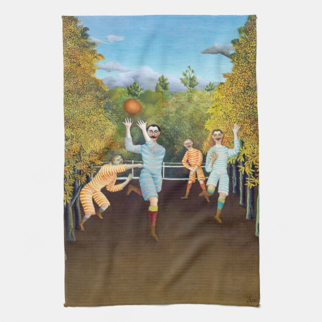 Henri Rousseau - The Football Players Kitchen Towel (Vertical)