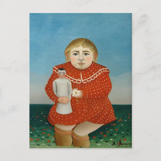 Henri Rousseau- The girl with a doll Postcard (Front)