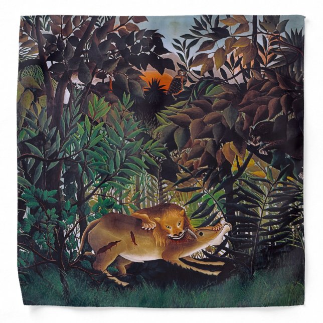 Henri Rousseau - The Hungry Lion Bandana (Front)