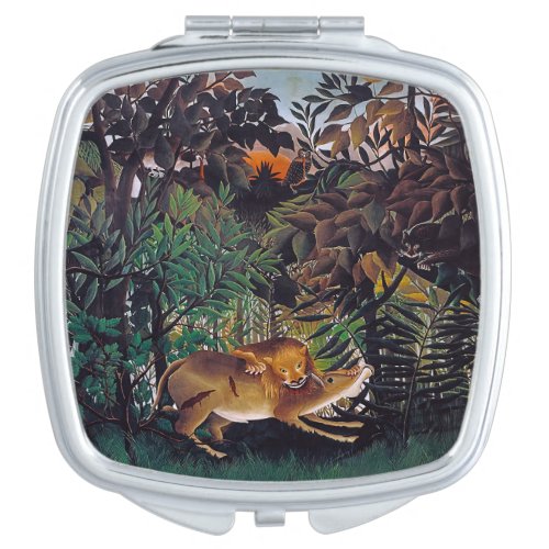 Henri Rousseau _ The Hungry Lion Compact Mirror