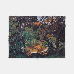 Henri Rousseau - The Hungry Lion Fleece Blanket