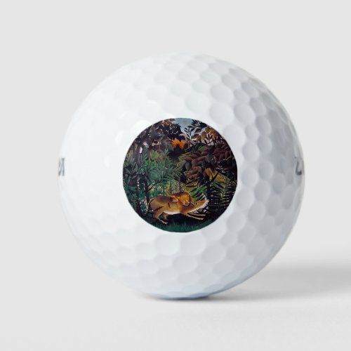 Henri Rousseau _ The Hungry Lion Golf Balls
