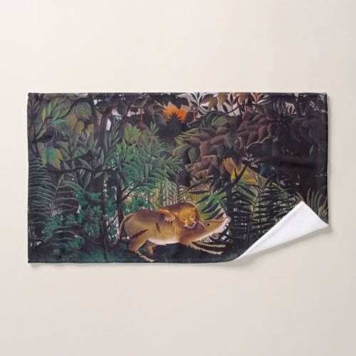 Henri Rousseau _ The Hungry Lion Hand Towel