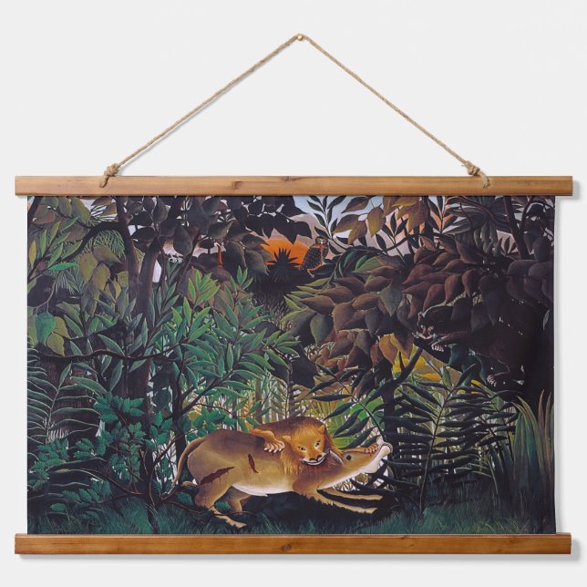 Henri Rousseau - The Hungry Lion Hanging Tapestry (Front)