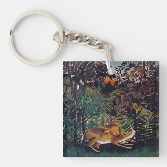 Henri Rousseau - The Hungry Lion Keychain (Front)