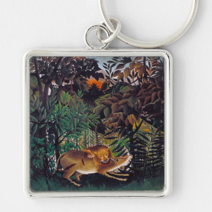 Henri Rousseau - The Hungry Lion Keychain