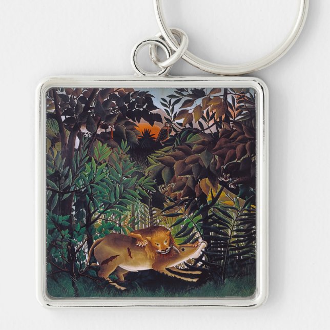 Henri Rousseau - The Hungry Lion Keychain (Front)
