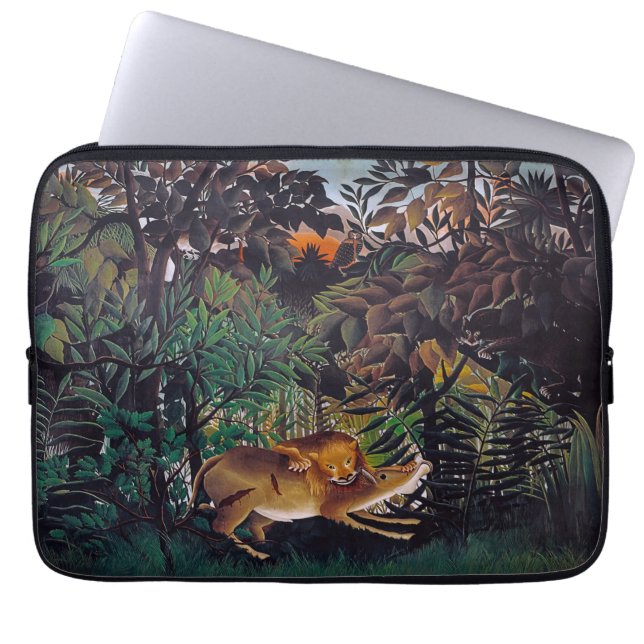 Henri Rousseau - The Hungry Lion Laptop Sleeve (Front)