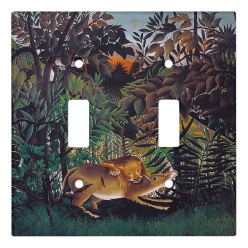 Henri Rousseau _ The Hungry Lion Light Switch Cover