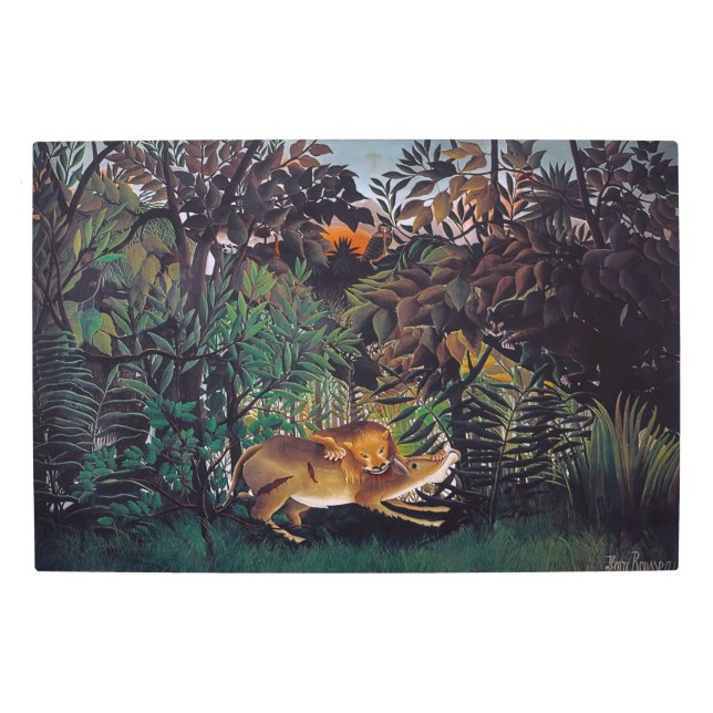 Henri Rousseau - The Hungry Lion Metal Print (Front)