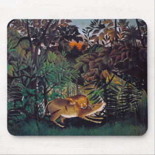 Henri Rousseau - The Hungry Lion Mouse Pad