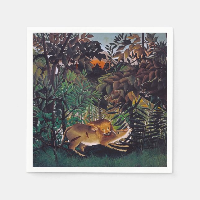 Henri Rousseau - The Hungry Lion Napkins (Front)