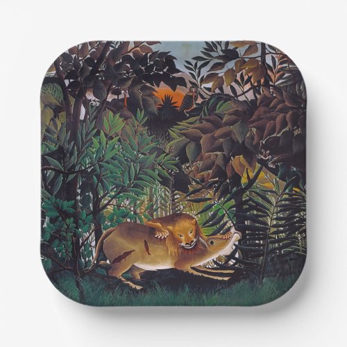 Henri Rousseau _ The Hungry Lion Paper Plates