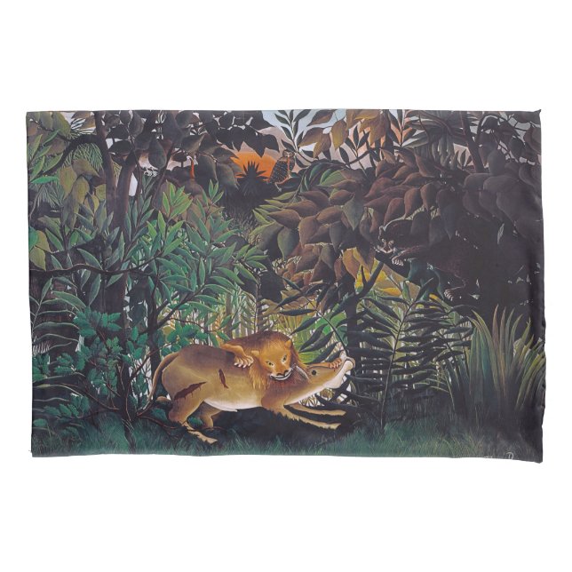 Henri Rousseau - The Hungry Lion Pillow Case (Front)