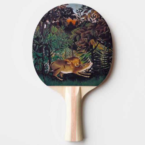 Henri Rousseau _ The Hungry Lion Ping Pong Paddle